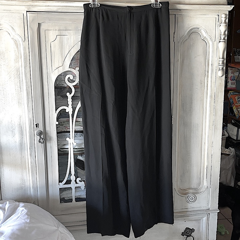 Women’s Banana Republic Black Silk, Wide Leg, Career/Dress Pants